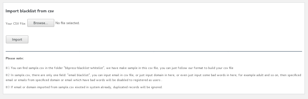 Import blacklist from csv