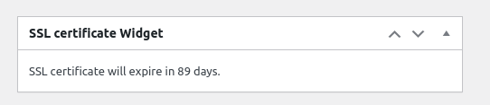 easy SSL certificate widget in wordpress dashboard